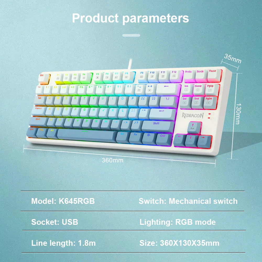 REDRAGON K645W 87 Key RGB Mechanical Gaming Keyboard REDRAGON K645W 87 Key RGB Mechanical Gaming Keyboard